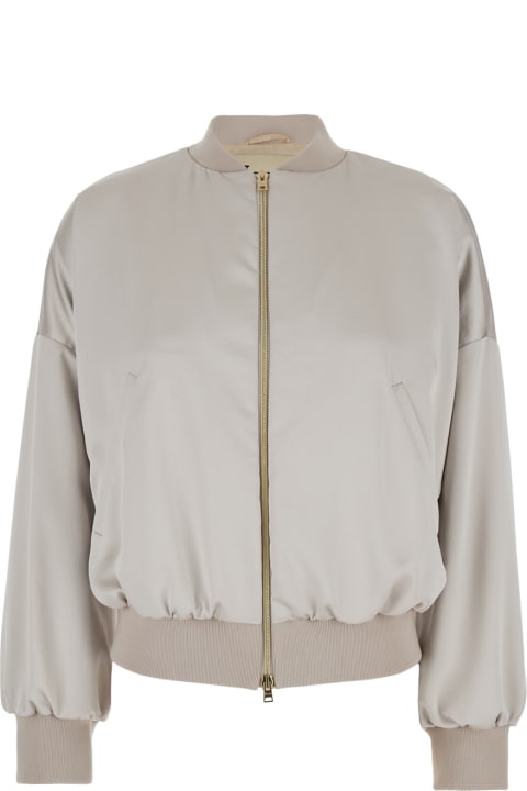 Herno Coats & Jackets for Women Herno Beige Jacket With Logo And Ribbed Trim In Techno Fabric Woman