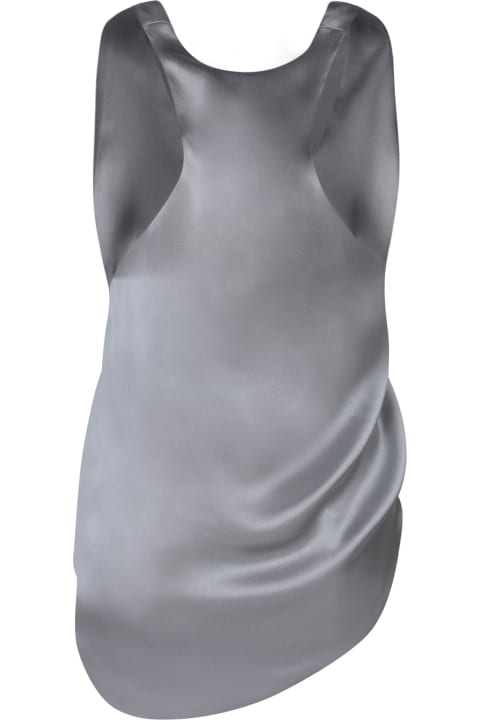 Rev Topwear for Women Rev Light Grey Asymmetric Satin Top