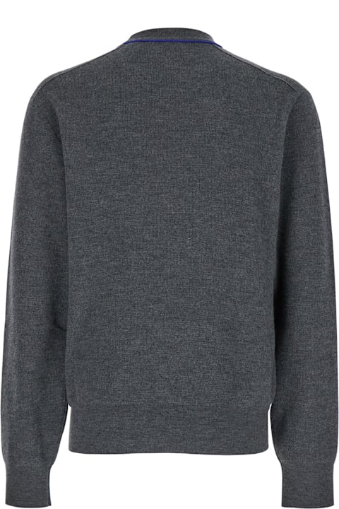 Burberry Sweaters for Men Burberry Grey Crewneck Sweater With Ekd Logo Detail On The Hem In Wool Man