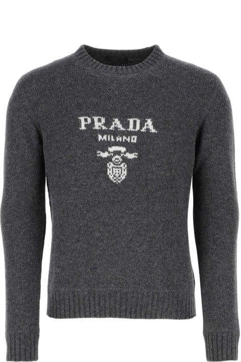 Sweaters for Men Prada Dark Grey Wool Blend Sweater