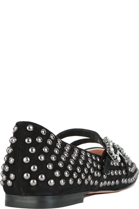Homeware Roger Vivier Stud Embellished Buckle Strap Flat Shoes