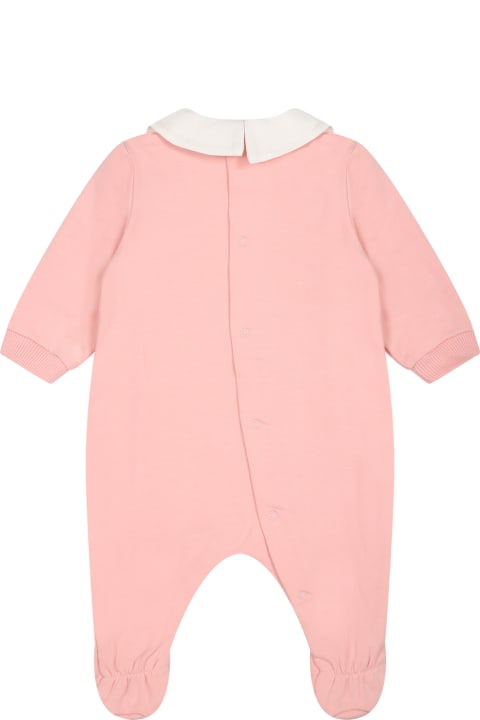 Moschino for Kids Moschino Pink Babygrow For Baby Girl With Teddy Bear