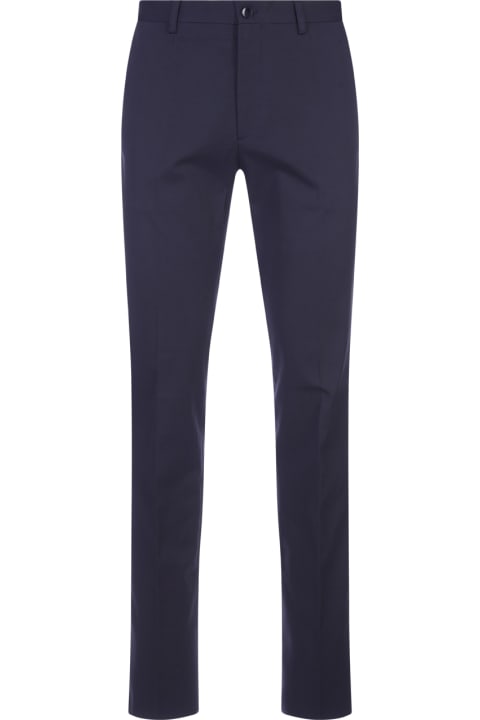 Fashion for Men Etro Classic Trousers In Navy Blue Stretch Cotton
