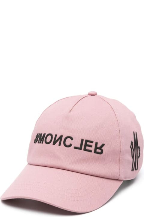 Accessories for Men Moncler Grenoble Pink Baseball Hat With Embossed Logo