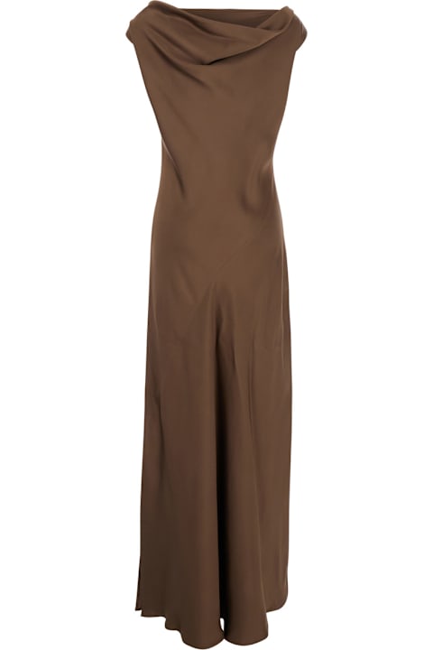 Antonelli for Kids Antonelli 'mara' Brown Long Dress With Draped Neckline In Acetate Blend Woman