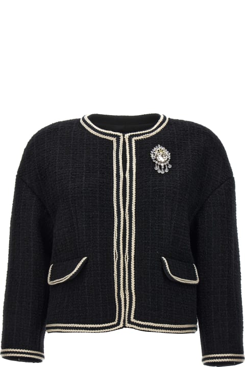 Sweaters for Women Gucci 'interlocking G' Pin Tweed Jacket