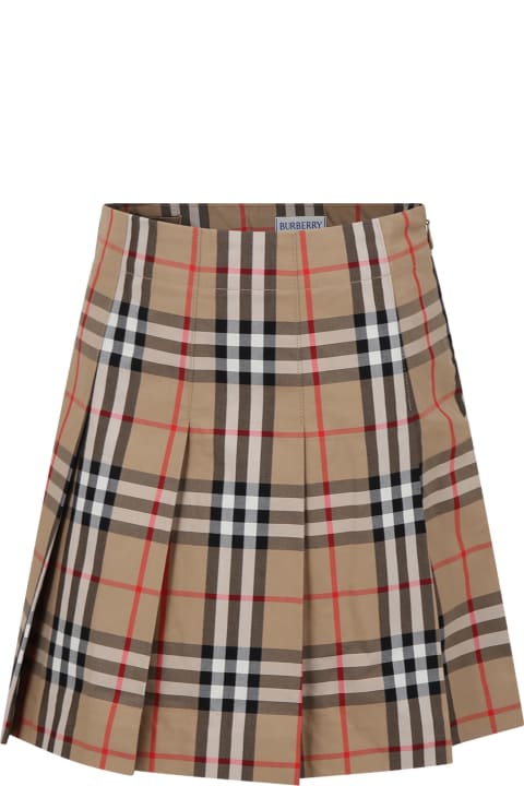 Burberry for Kids Burberry Beige Skirt For Girl With Iconic All-over Vintage Check