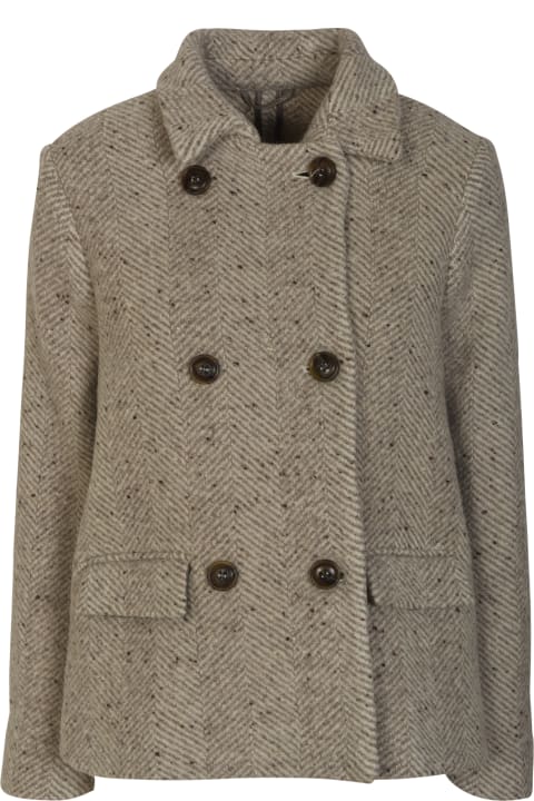 Double-breast Patterned Pea Coat
