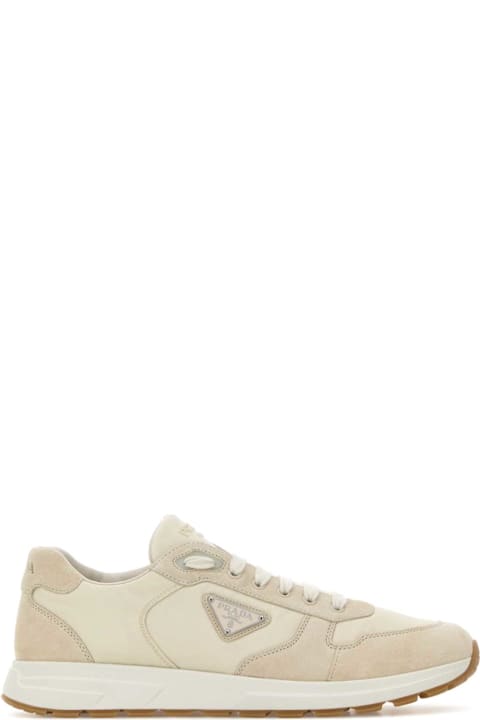 Prada Sand Re-nylon And Suede Prax Sneakers