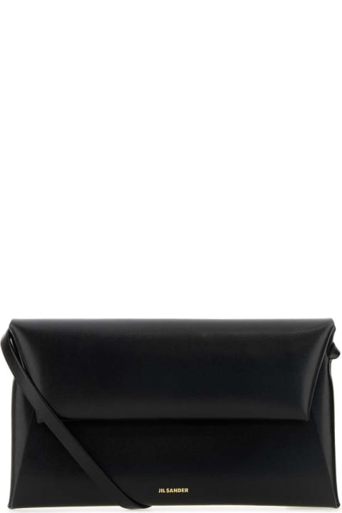 Jil Sander Shoulder Bags for Women Jil Sander Black Leather Small Folded Crossbody Bag