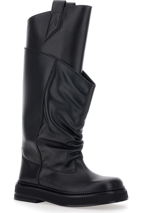 Homeware The Attico 'passeggiata' Black Boots With Heel-tab And Rubber Sole In Leather Woman