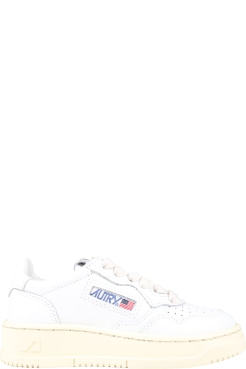 ボーイズ Autryのシューズ Autry White Sneakers For Kids With Ivory Deatils