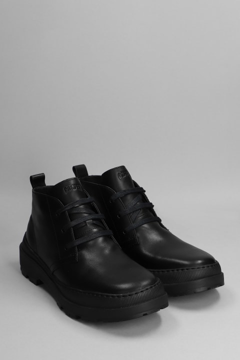 Brutus Trek Lace Up Shoes In Black Leather