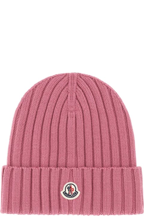 Moncler Sale for Women Moncler Antiqued Pink Wool Beanie Hat