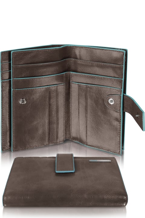 Blue Square - Women's Leather Card Holder & Id Wallet