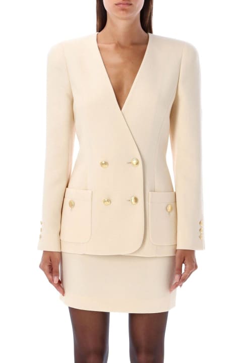 Alessandra Rich Coats & Jackets for Women Alessandra Rich Collarless Double-breasted Blazer