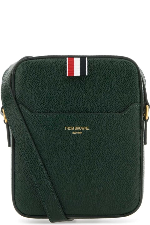 Thom Browne for Men Thom Browne Bottle Green Leather Crossbody Bag