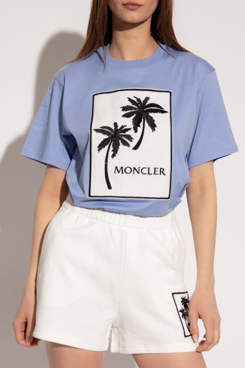 Moncler Clothing for Women Moncler Palm-tree Graphic Printed Crewneck T-shirt