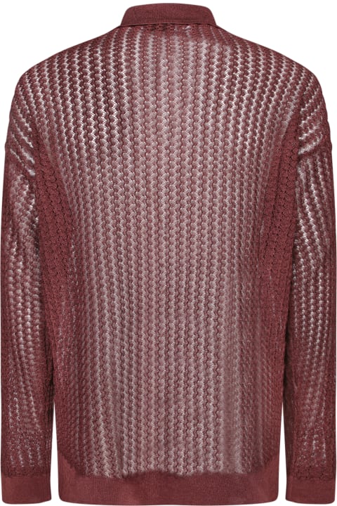 Bonsai Sweaters for Men Bonsai Long Sleeves Rust Polo Shirt