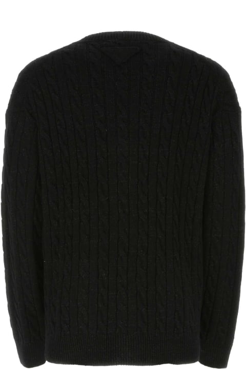 Sweaters for Men Prada Black Wool Blend Oversize Cardigan