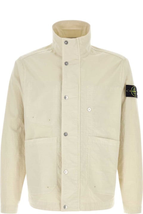 Coats & Jackets for Men Stone Island Ivory Stretch Cotton Jacket