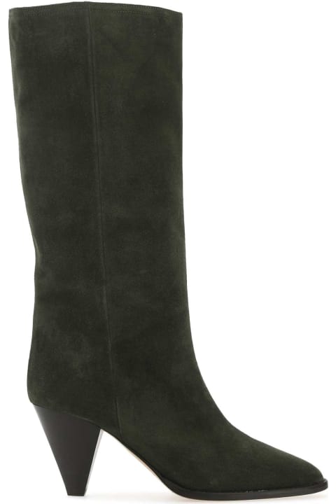 Boots for Women Isabel Marant Dark Green Suede Lispa Boots