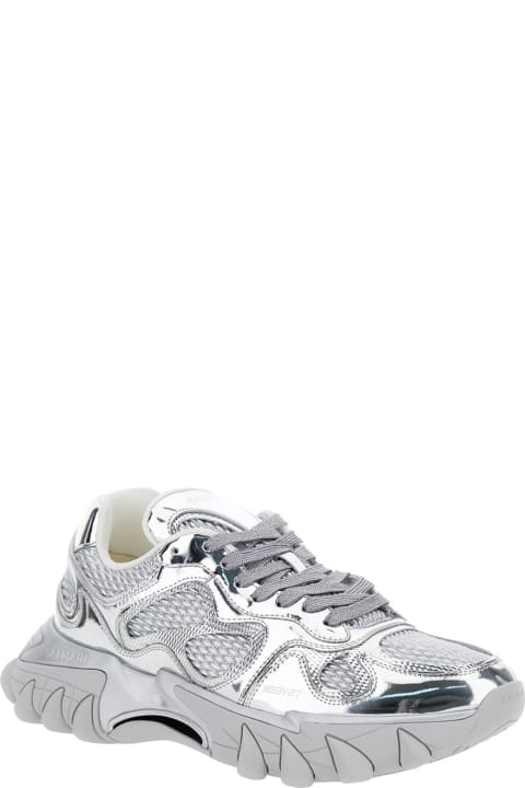 Fashion for Men Balmain 'b-east Mirror' Metallic Low Top Sneakers With Logo Detail In Leather And Tech Fabric Man