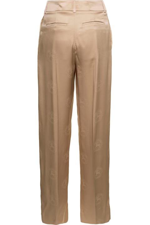 Burberry for Women Burberry 'jane' Beige High-waisted Relaxed Pants In Silk Woman