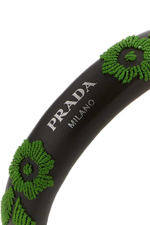 Hair Accessories for Women Prada Brown Nappa Leather Hairband