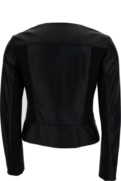 Liu-Jo for Women Liu-Jo Black Round Neck Biker Jacket In Leather Woman