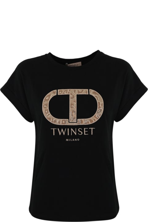 TwinSet Women TwinSet Cotton T-shirt With Animalier Logo
