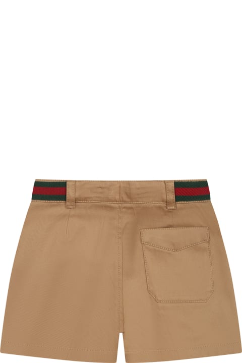Gucci Clothing for Baby Boys Gucci Beige Shorts For Baby Boy With Web Detail