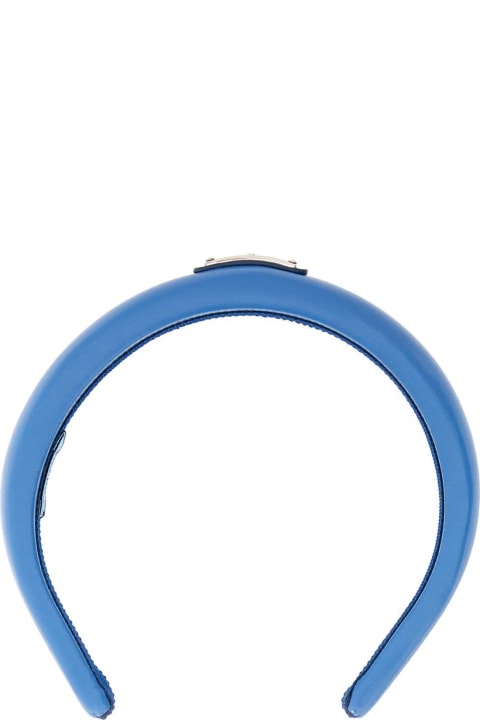 Accessories for Women Prada Cerulean Blue Nappa Leather Hairband