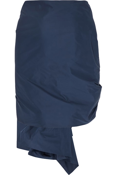 Parosh Coats & Jackets for Women Parosh Blue Asymmetric Cape With Knot Detail In Tech Fabric Woman