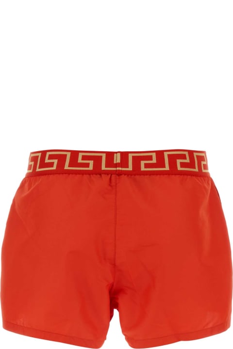 Versace Swimwear for Men Versace Red Polyester Swimming Shorts