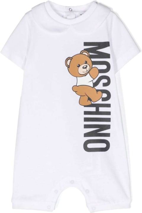 ベビーガールズ ボディスーツ＆セットアップ Moschino White Onesie With Logo Lettering Print In Cotton Baby