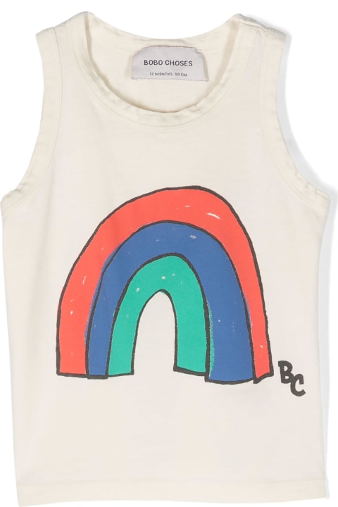 Bobo Choses Topwear for Baby Boys Bobo Choses Ivory Tank Top For Baby Boy With Rainbow Print