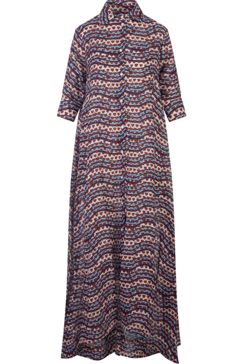 ウィメンズ Alessandro Enriquezのワンピース＆ドレス Alessandro Enriquez Long Printed Linen Shirt Dress