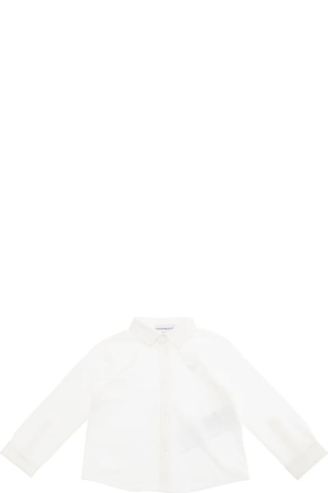 Homeware Emporio Armani White Shirt With Classic Collar And Tonal Logo Embroidery On The Front In Cotton Baby