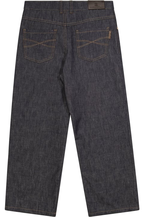 Brunello Cucinelli Bottoms for Girls Brunello Cucinelli Straight Denim No Fade Trousers With Jewellery