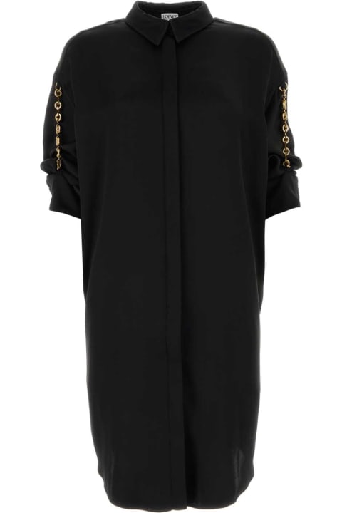 Clothing for Women Loewe Black Satin Shirt Dress