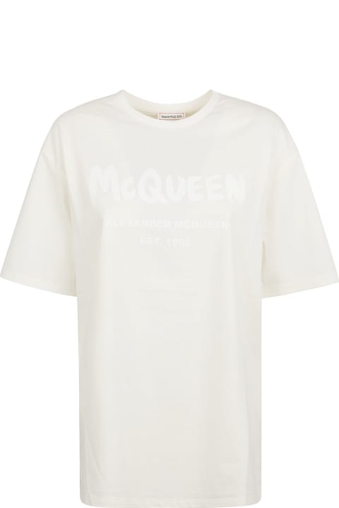 Clothing for Women Alexander McQueen Logo Print Round Neck T-shirt