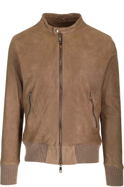 Giorgio Brato معاطف وجواكت لـ القسم الرجالي Giorgio Brato Suede Leather Biker