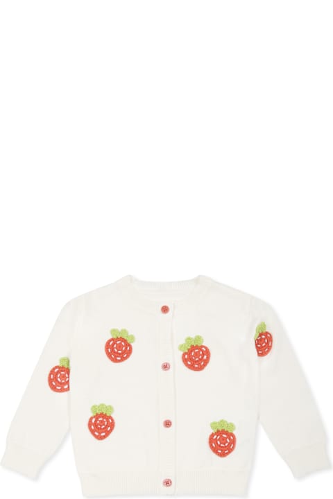 Stella McCartney Kids Sweaters & Sweatshirts for Baby Girls Stella McCartney Kids Ivory Cardigan For Baby Girl With Strawberries