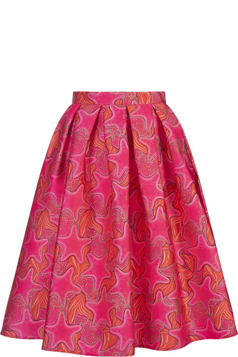 Skirts for Women Alessandro Enriquez Midi Skirt With Fuchsia Stars Print