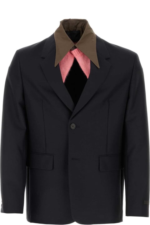 Prada Coats & Jackets for Men Prada Dark Blue Wool Blend Blazer