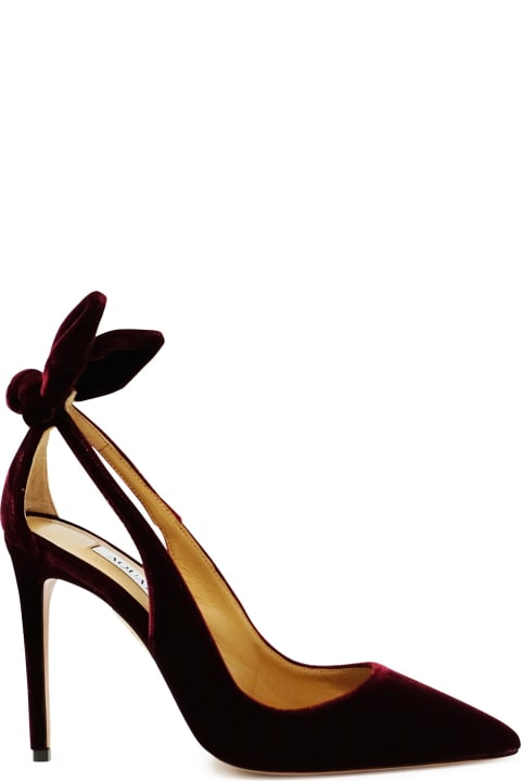 High-Heeled Shoes for Women Aquazzura Aquazzura Burgundy Velvet Bow Tie Pump 105