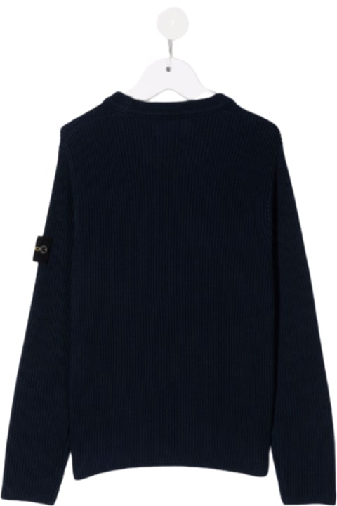 Stone Island Junior T-Shirts & Polo Shirts for Boys Stone Island Junior Blue Cotton Sweater With Logo