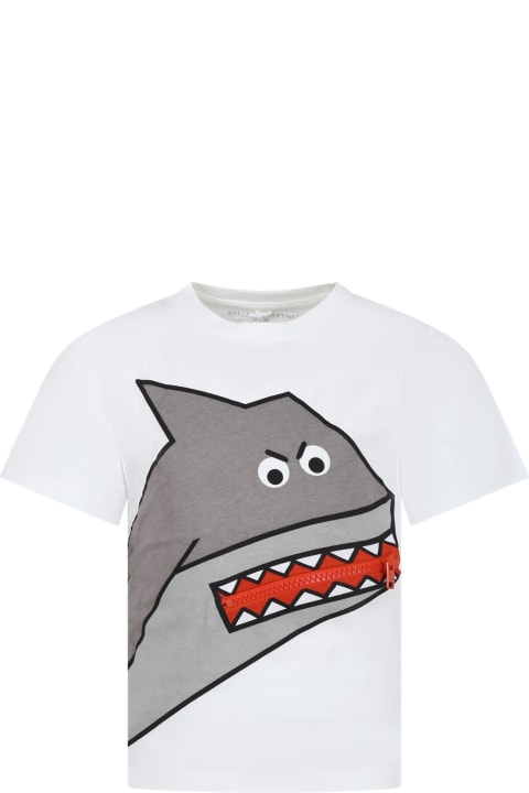 Stella McCartney Kids T-Shirts & Polo Shirts for Boys Stella McCartney Kids White T-shirt For Boy With Shark