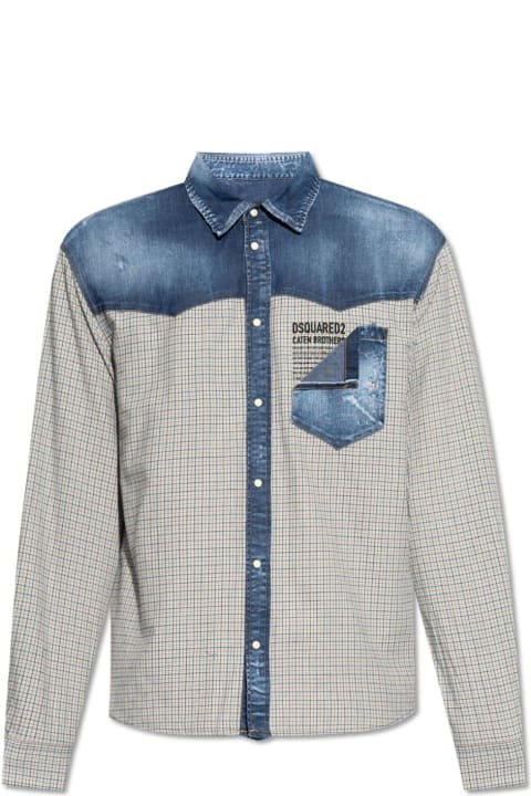 Dsquared2 Sale for Men Dsquared2 Panelled Buttoned Denim Shirt
